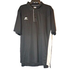 Russell Athletic Mens XL Dri-FIT Polo Shirt Black White Coach NEW With Tags